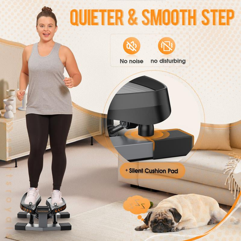 Sportsroyals Stair Stepper for Exercises-Twist Stepper/Up&Down/Mini Stepper with Resistance Bands and 330Lbs Weight Capacity for Home and Office Use
