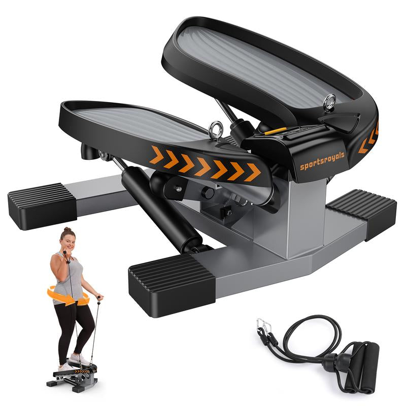 Sportsroyals Stair Stepper for Exercises-Twist Stepper/Up&Down/Mini Stepper with Resistance Bands and 330Lbs Weight Capacity for Home and Office Use