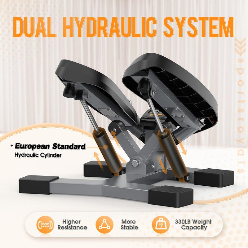 Sportsroyals Stair Stepper for Exercises-Twist Stepper/Up&Down/Mini Stepper with Resistance Bands and 330Lbs Weight Capacity for Home and Office Use